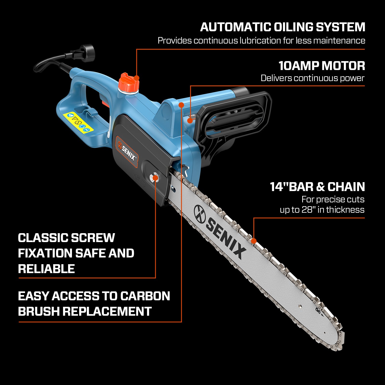 10 Amp 14" Corded Electric Chainsaw